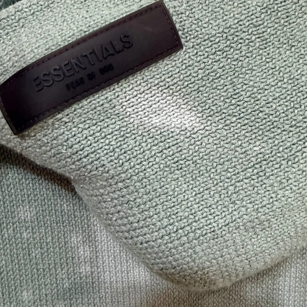 Fear of God Essentials Kids Sage Green Acid Wash Knit Hoodie Sweater 6/7